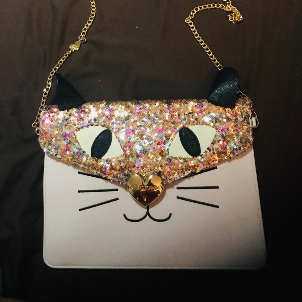 Betsy Johnson Sequin Pink Cat Purse 🐱